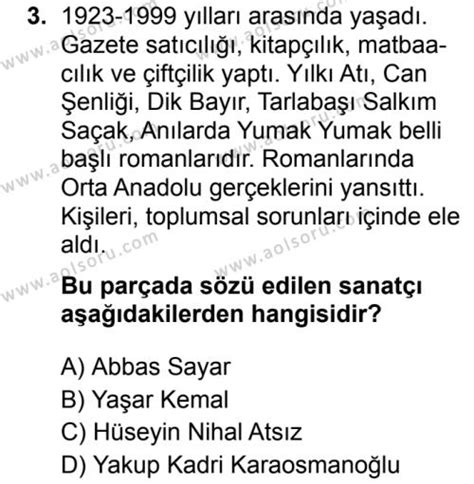 aöl seçmeli türk dili ve edebiyatı 2 ders notları